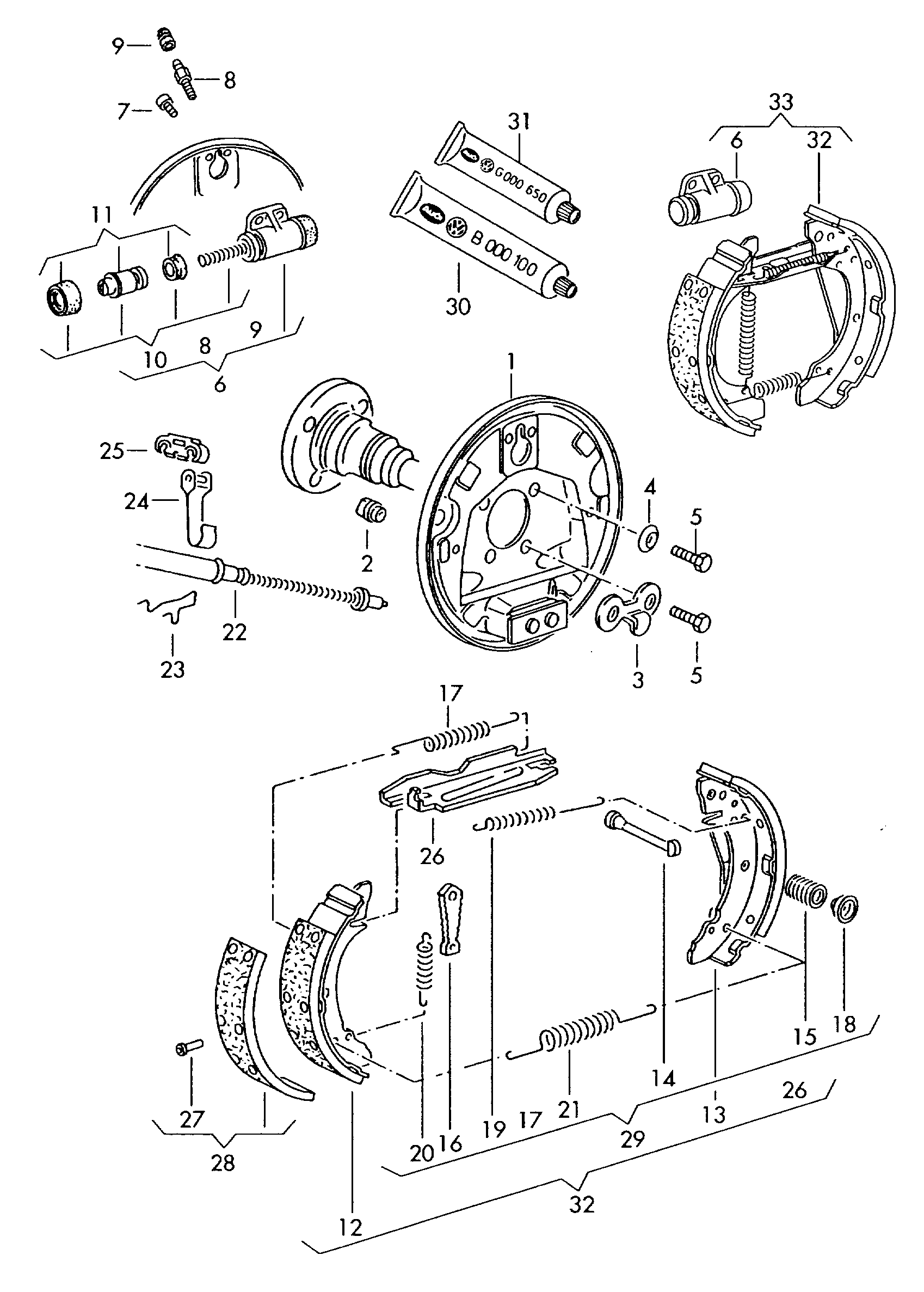 VAG 867 609 525 - Комплект тормозных колодок, барабанные unicars.by