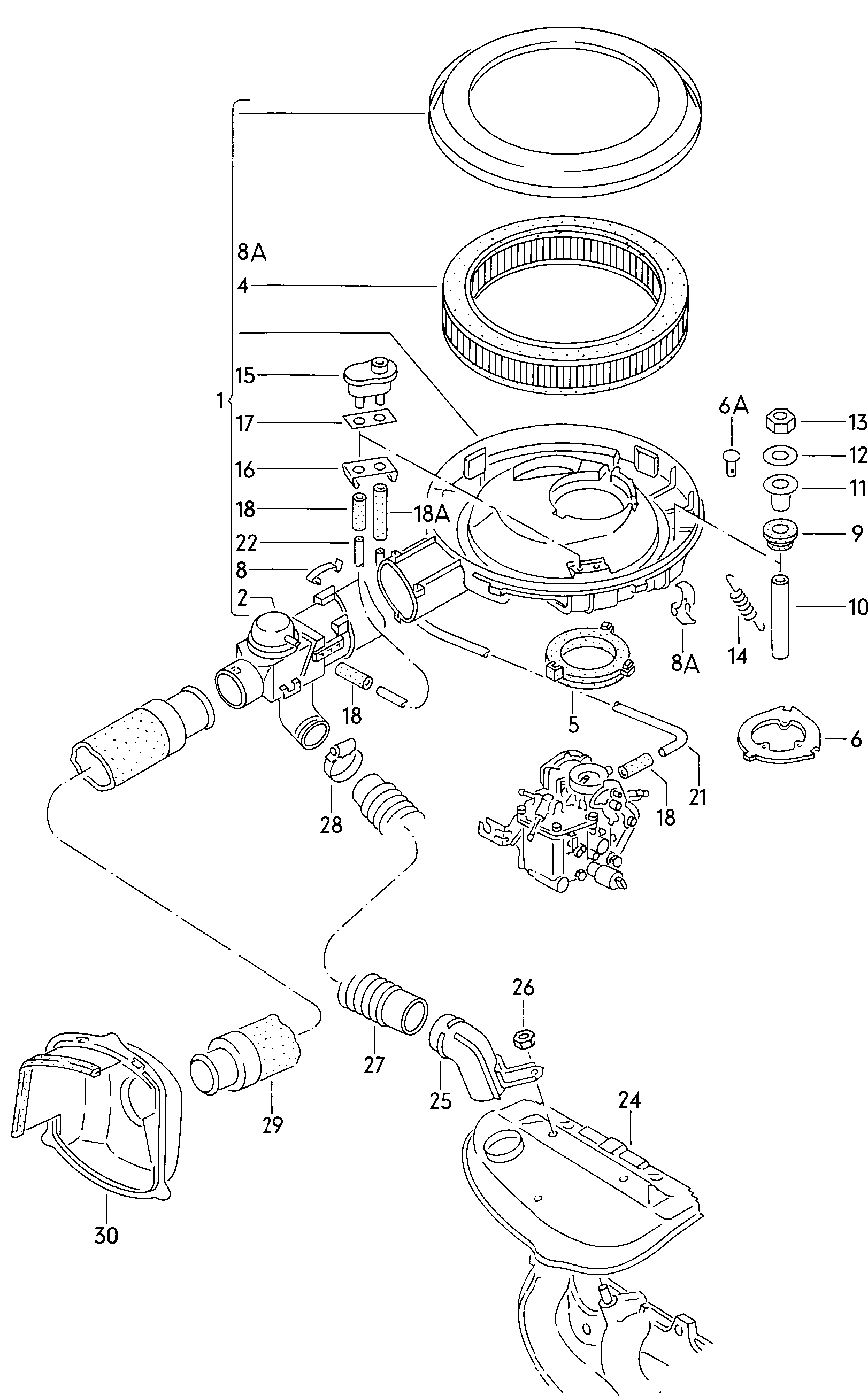 VW 052129620 - Воздушный фильтр, двигатель unicars.by