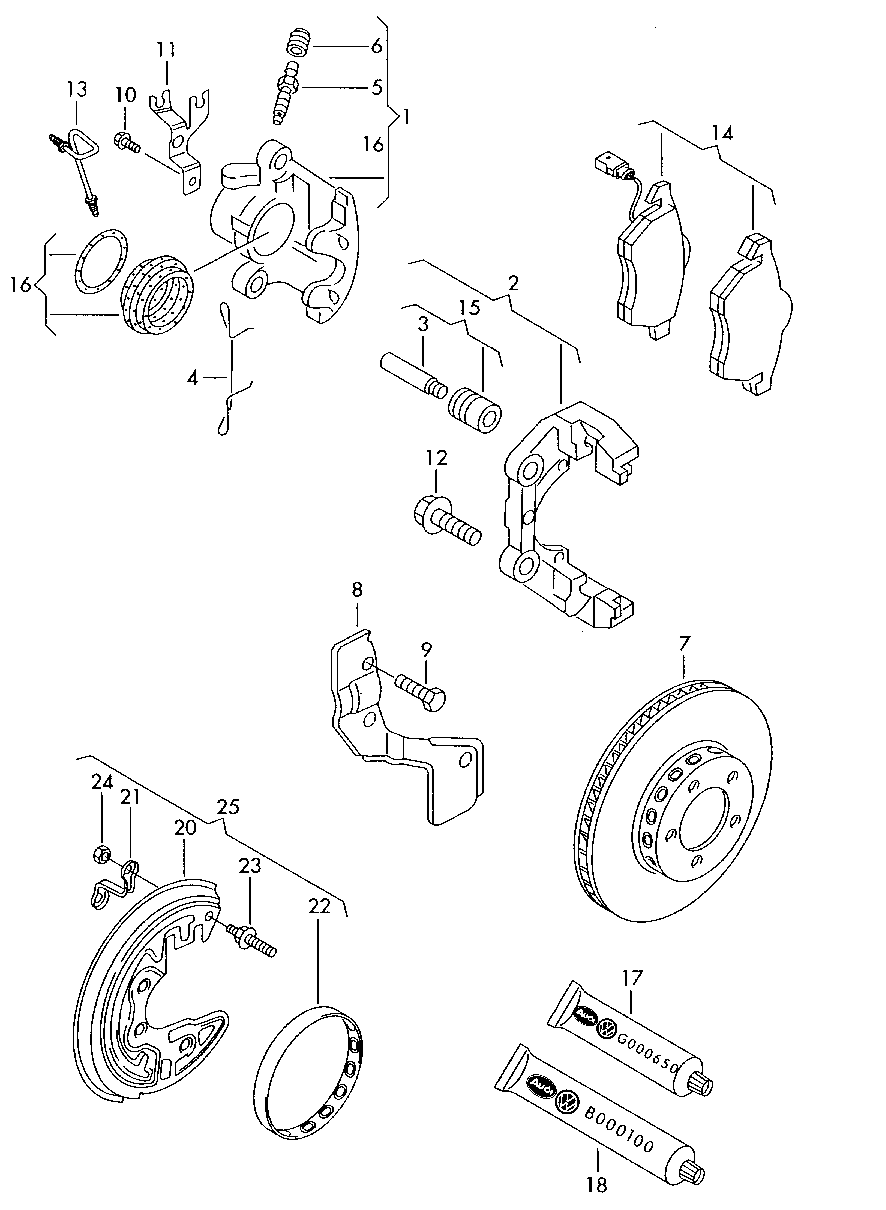 AUDI 4B0698151AF - Тормозные колодки, дисковые, комплект unicars.by