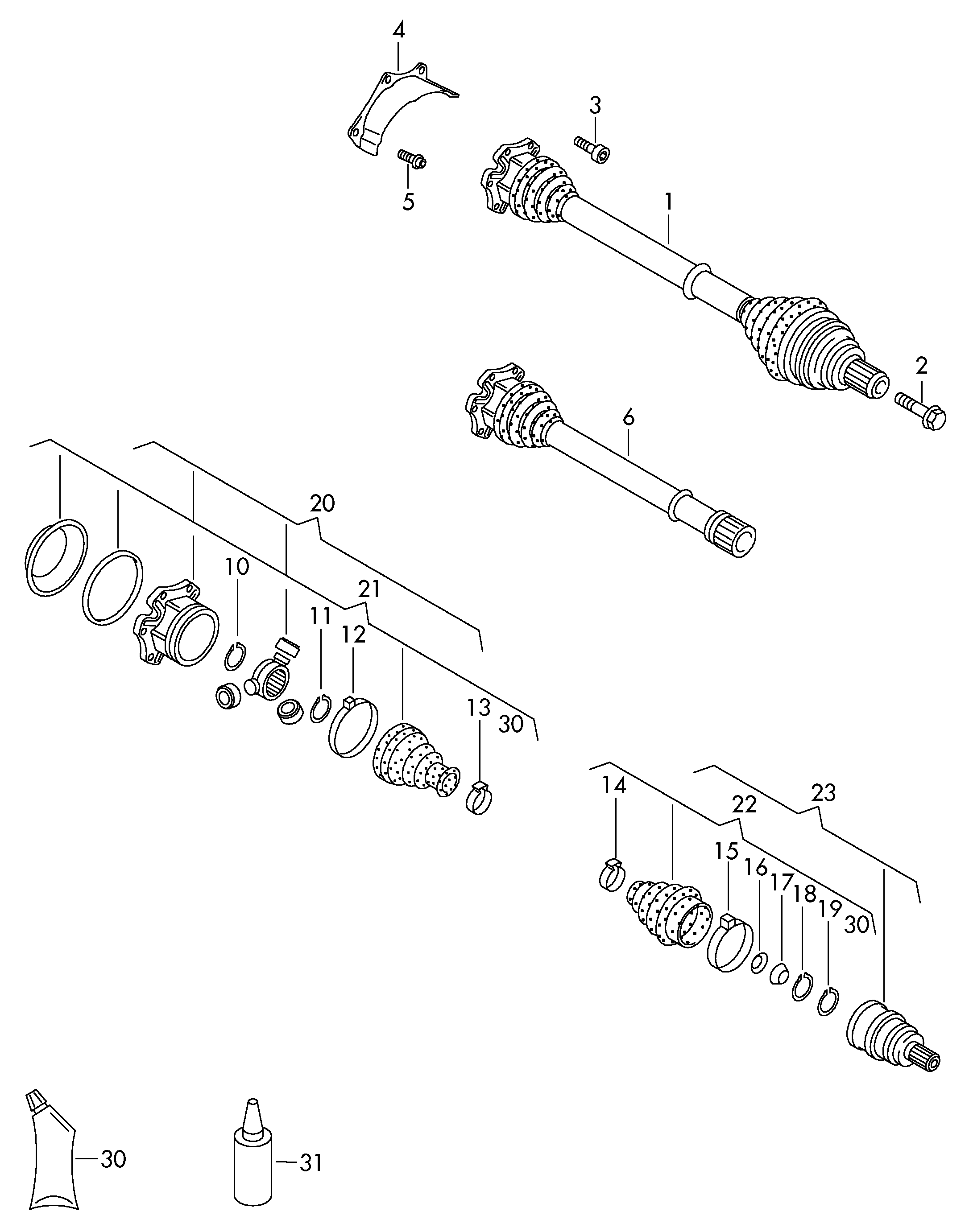 AUDI 3B0 498 099 K - Шарнирный комплект, ШРУС, приводной вал unicars.by