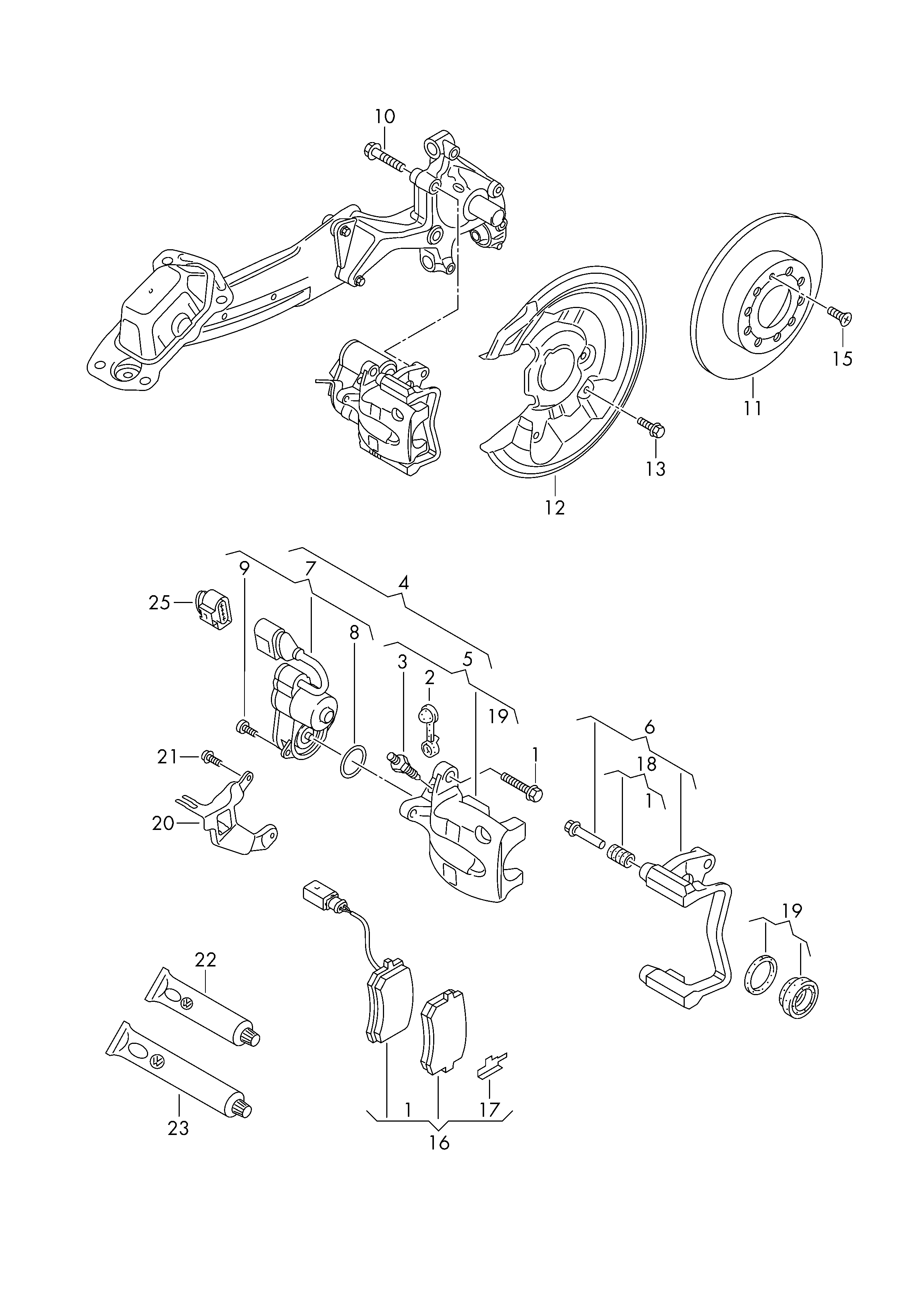 VAG 3C0615425 - Комплект направляющей гильзы, тормозной поршень unicars.by