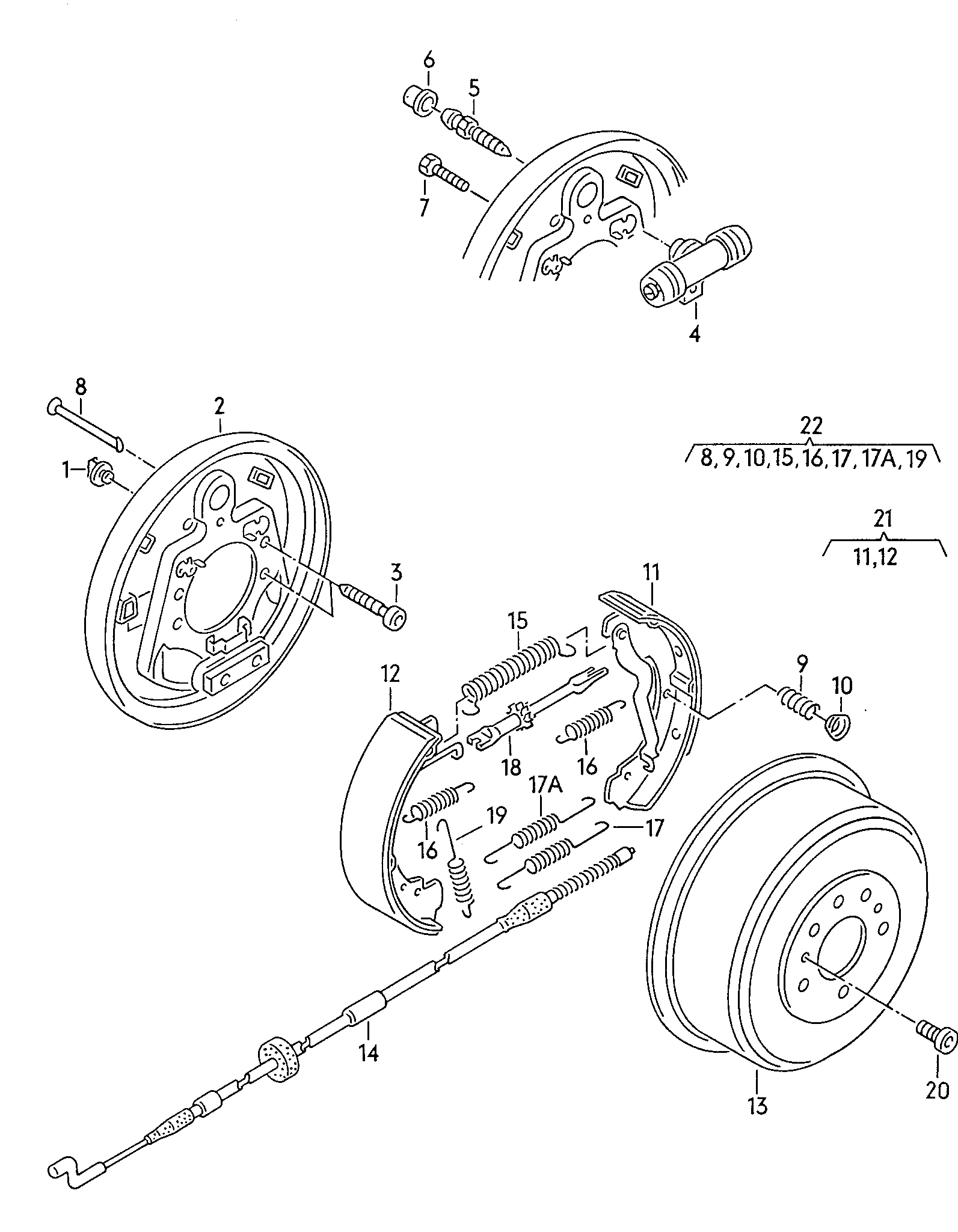 AUDI 701609531D - Комплект тормозных колодок, барабанные unicars.by