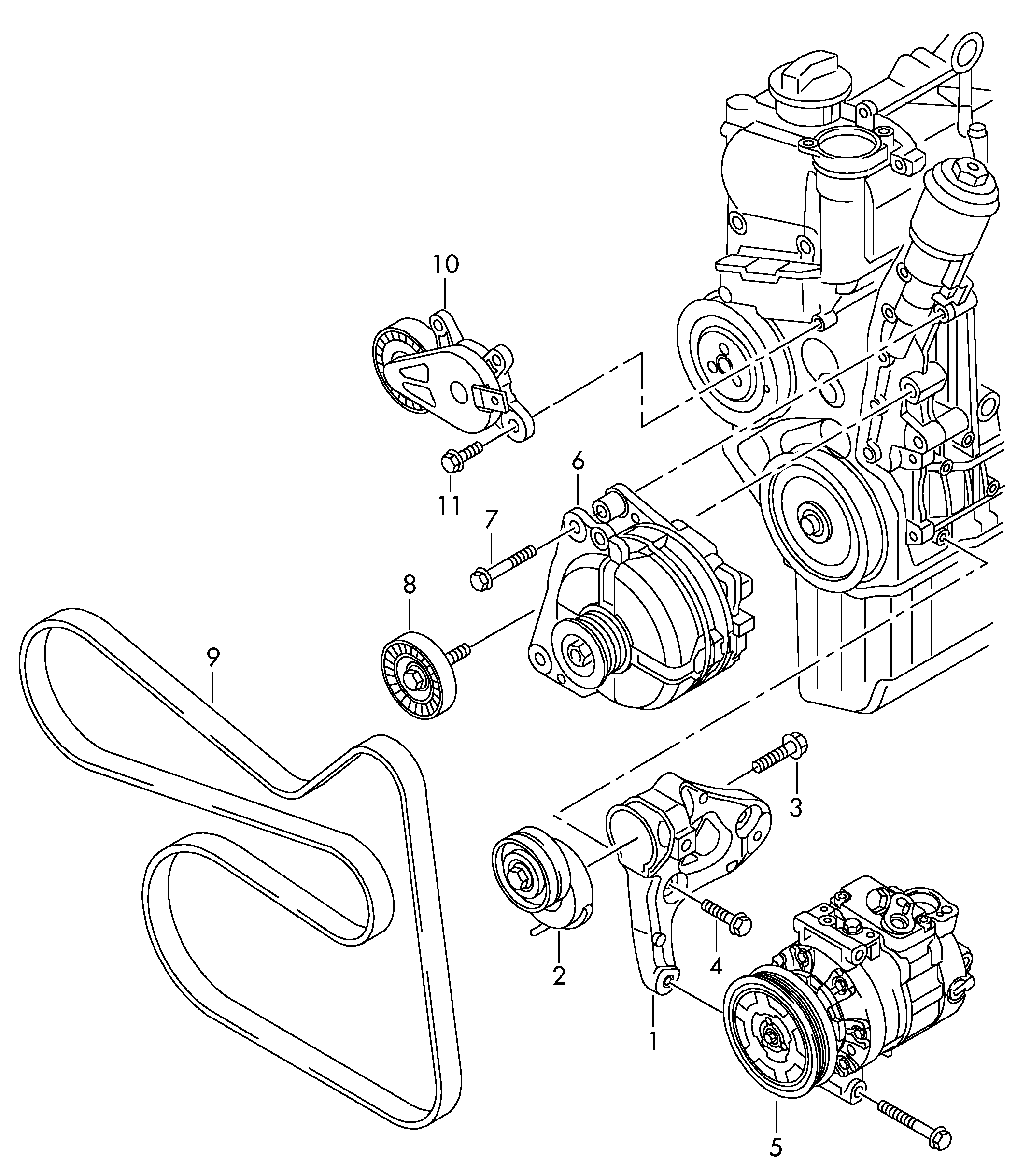 Skoda 1J0145276B - Ролик, поликлиновый ремень unicars.by