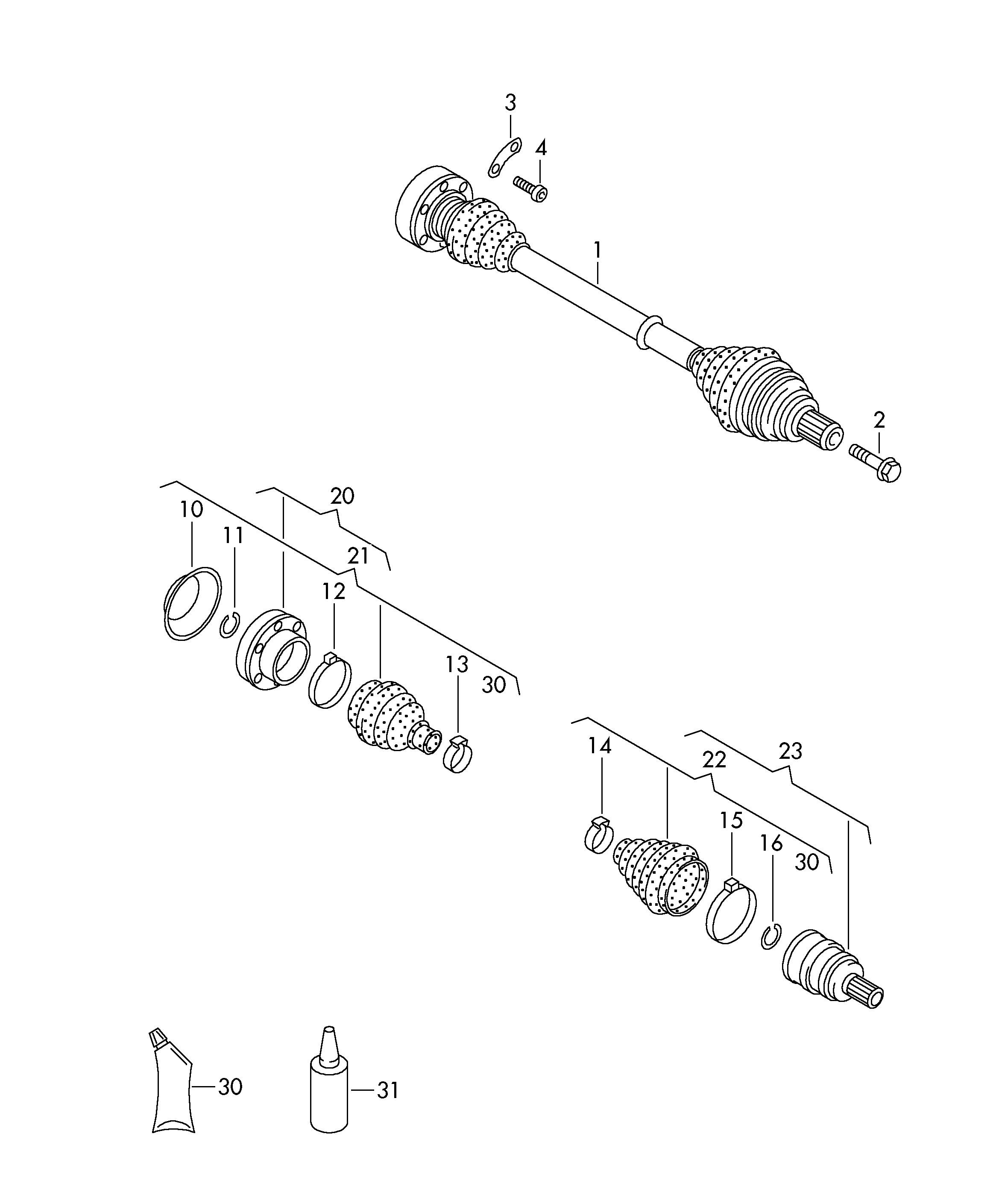 Skoda 1K0498099J - Шарнирный комплект, ШРУС, приводной вал unicars.by