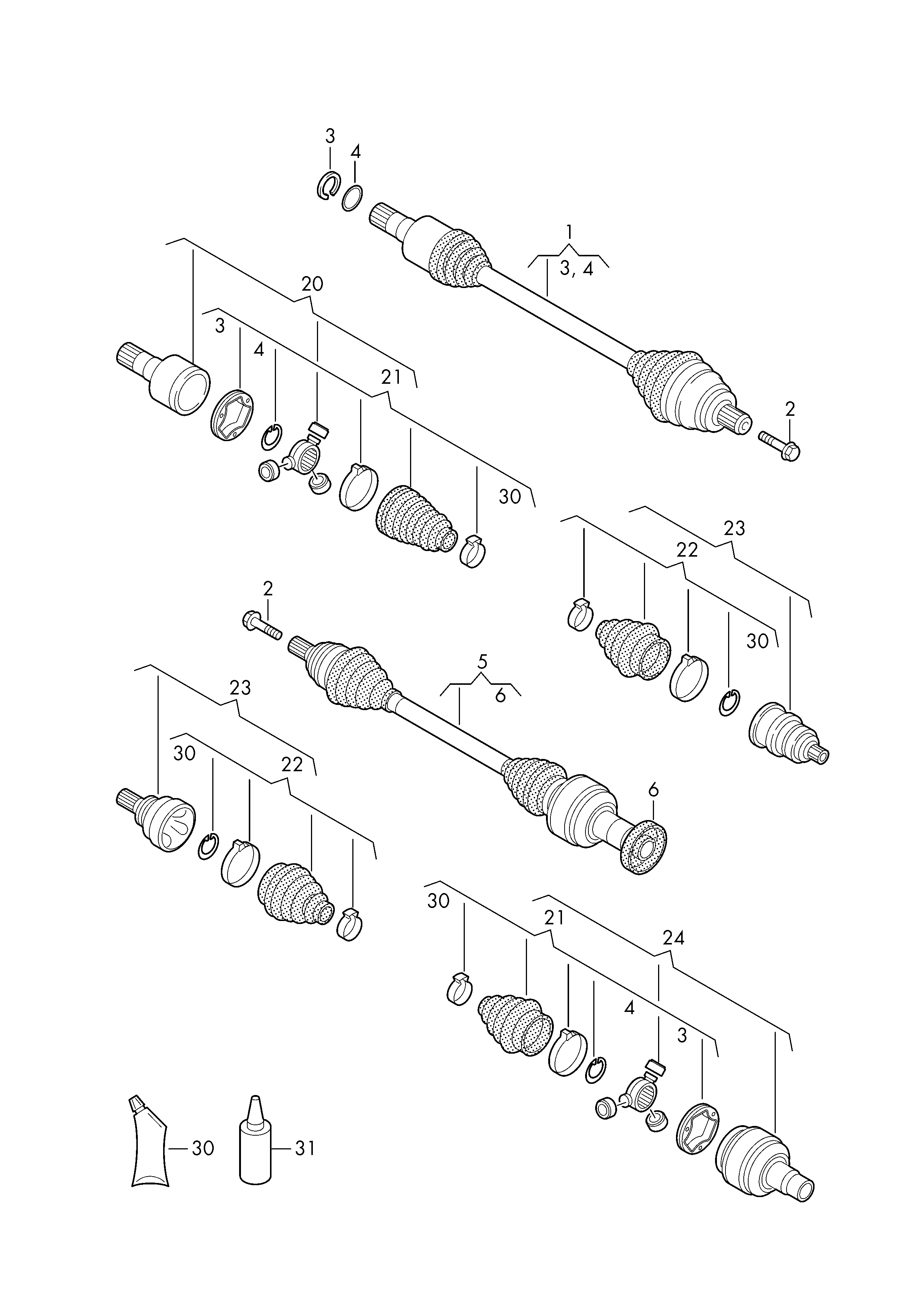 VAG 5N0498103A - Шарнирный комплект, ШРУС, приводной вал unicars.by